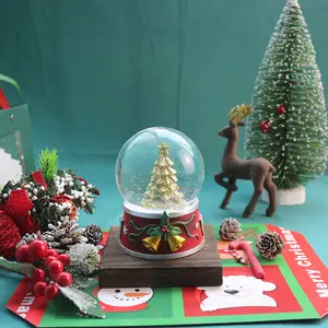 カスタムロゴ手描きサンタクリスマスプレゼントスノーウォーターグローブ置物樹脂オーナメントスノーグローブ