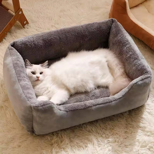 Various Customizations Manufacturer Low Price Trend Color Square Washable Soft <b>Nest</b> Kennel Plush Pet <b>Bed</b> for Cats Dogs - Product Image 5