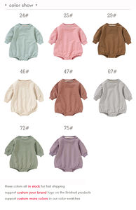 Toptan organik pamuk bebek kısa tulum kazak bebek kabarcık kazak tulum - Product Image 3