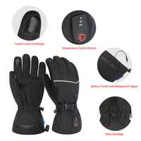 Gants chauffants d'hiver fins pour hommes et femmes Dr.Warm, gants de sport noirs chauffants 7,4 V 2200 mAh, gants chauffants rechargeables avec bouton poussoir