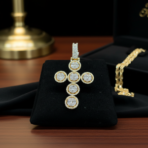 Élégant pendentif croix baguette de qualité supérieure avec bijoux en diamant véritable pour hommes et femmes - Product Image 3
