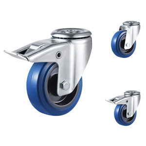 3.5 ''4''5''6''8'' Bolt lỗ loại màu xanh đàn hồi cao su công nghiệp xoay Caster bánh xe với phanh - Product Image 1