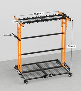 Carrello Organizzatore con Ruote per Garage e Giardino, Porta Attrezzi per Spazzole, Pale e Rastrelli - Product Image 2