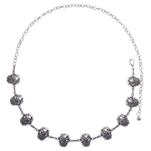 โซ่คาดเอวรูปหัวกะโหลกสำหรับผู้หญิง สีเงินทิเบต แบบชั้นเดียว สไตล์โกธิค แฟชั่นสำหรับงานปาร์ตี้ สไตล์ฮิปฮอป - Product Image 5