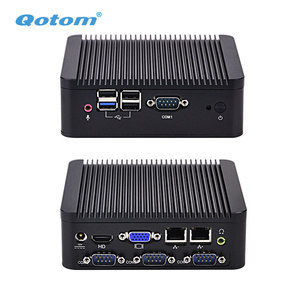Qotom HD Video VGA 2*lan 4*com Ports 3*USB 2.0 1*USB3.0 Mini Itx Industrial <strong>Computer</strong> Case Fanless Mini Pcs - Product Image 3