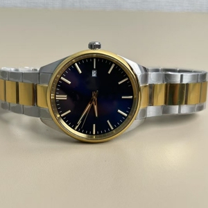 Reloj de Pulsera de Lujo para <span class=keywords><strong>Hombre</strong></span>, Marca TS, de Acero Inoxidable, Dos Tonos, Esfera Azul Marino, Cuarzo Analógico, con Cristal de Zafiro - Product Image 3