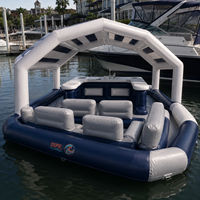 Bar flottant gonflable personnalisé OEM pour fête au bord de la piscine avec auvent en PVC, logo personnalisé d'usine, faible MOQ, vente en gros, approvisionnement direct