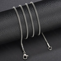 Collier en chaîne à mailles rondes en acier inoxydable poli miroir, ne se décolore pas