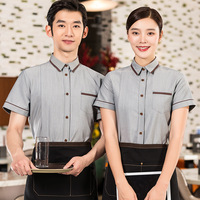 Ensemble de vêtements de travail à manches courtes en tissu sergé d'été professionnel pour femmes uniforme de caissier de réception pour hôtels et restaurants