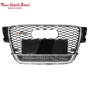 Auto Front Bumper Grille For Audi A5 To RS5 Chrome Silver Black Center Honeycomb Mesh Grill Frame Quattro Style 2008-2012
