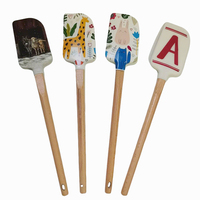 Spatule de pâtisserie en silicone de qualité alimentaire sans BPA, petite taille, avec manche en bois, personnalisable avec impression, pour la pâtisserie