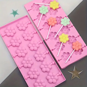 Stampo lecca-lecca in Silicone dodici cavità a forma di fiore caramella stampo di cioccolato strumento di cottura per <span class=keywords><strong>dolci</strong></span> fai da te - Product Image 5