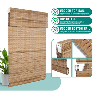 Natural Color No Tool No Drill <strong>Bamboo</strong> <strong>Blinds</strong> and Shades Light Filtering Blackout Curtains for <strong>Indoor</strong> Windows in Door - Product Image 3