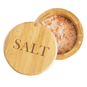 factory price eco-friendly bamboo round salt box cylinder natural bamboo tube box container