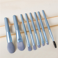 WELLFLYER Pinceau de maquillage professionnel MABR-224 de marque privée en gros, ensemble de 7 pinceaux violet avec poudre mélangeant les contours