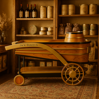 Chariot de service à boissons artistique peint à la main de luxe avec accents dorés en fibre de verre de qualité supérieure JingYue personnalisé