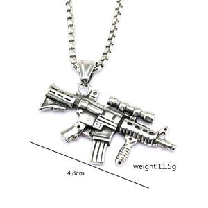 Collar con colgante de pistola de acero inoxidable para hombres y mujeres, amuletos temáticos, regalo, joyería, accesorio de moda - Product Image 5