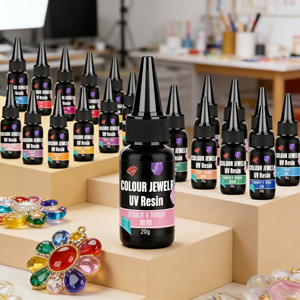 Kit de résine UV multicolore sans odeur pour la création de bijoux DIY : moules en silicone, pendentifs, boucles d'oreilles, bagues, porte-clés - Product Image 1