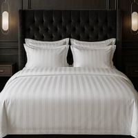 Parure de lit 3 pièces en coton personnalisable pour hôtel moderne, douce, respirante, de luxe, 100 fils/pouce, écologique, non jetable