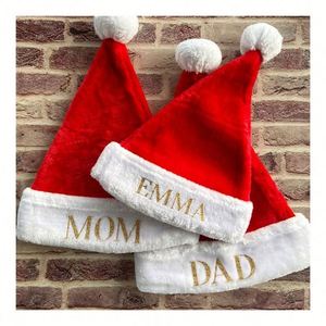 Chapeaux de Noël personnalisés avec logo, chapeaux de Père Noël épais en peluche douce pour adultes et enfants, promotionnels - Product Image 1