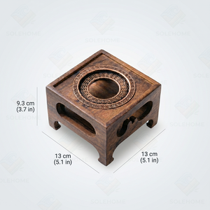 Base Calentadora de Teteras de Madera Vintage, Cuadrada, con Soporte para Velas de Té y Placa de Cobre Calada para Salón de Té - Product Image 2