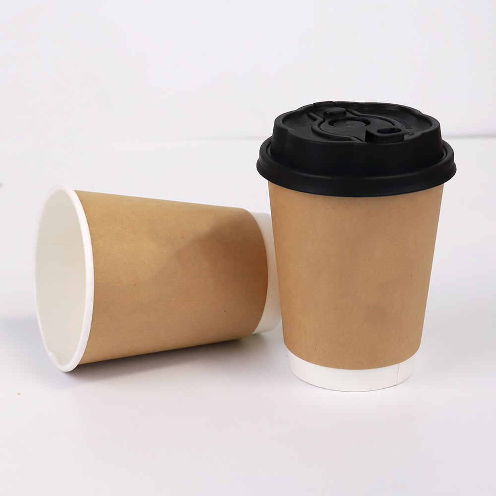 Wholesale Disposable Takeaway Coffee Paper Cup Cowhide Double-Wall Hollow Milk Tea Packaging Cup