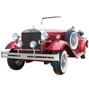 Voiture de golf électrique rouge convertible, style vintage classique, de haute qualité, pour le tourisme - Product Image 1