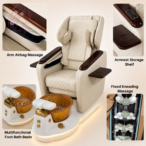 Poltrona Pedicure di Lusso con Idromassaggio, Schienale Reclinabile Elettrico e Massaggio Lombare <span class=keywords><strong>per</strong></span> Saloni - Product Image 6