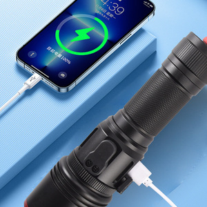 Rechargeable Led Flashlight 1000 Lumens Zoomable Long <b>Range</b> With Rope Cutting Function For Outdoor Emergency Use - Product Image 1