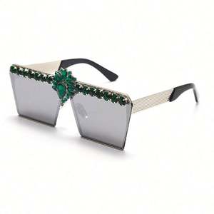 Nouveautés Mode Luxe Lunettes de soleil carrées à monture plate Lunettes de soleil diamantées pour femmes Lunettes de soleil en strass - Product Image 6