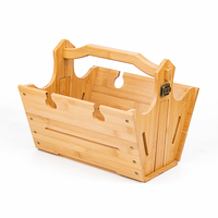 Table de pique-nique pliante en bambou moderne et portable Hangrui avec porte-verres et panier pour une utilisation en extérieur