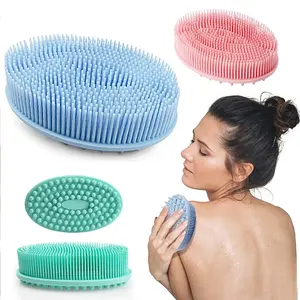Brosse de bain en silicone, exfoliante douce, masseur de cuir chevelu, brosse corporelle à poils souples, outil de douche pour le nettoyage des bébés - Product Image 1