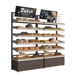 High Capacity Integrated Advertising Board Ventilated Structure Metal Wood <b>Combination</b> Bakery Display Rack - Product Image 4