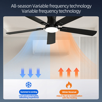 Ventilateur de plafond moderne de 52 pouces, faible consommation d'énergie, télécommande - Style minimaliste nordique, vitesse variable - Ventilateur de plafond électrique avec lumière