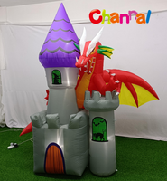 Tour gonflable grise personnalisable, Château gonflable Dragon Rouge, Décoration d'Halloween pour jardin