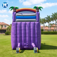 Toboggan aquatique gonflable professionnel en PVC violet, grand toboggan aquatique tropical en forme de palmier pour événements intérieurs/extérieurs et location en jardin.