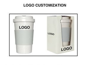 Mug de voyage en paille de blé écologique 350/420/600 ml, tasse de voiture anti-fuite avec couvercle rabattable sans BPA, gobelet personnalisé avec logo, cadeau - Product Image 4