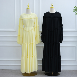 Loriya 2026 Nouvelle <span class=keywords><strong>Robe</strong></span> Islamique Abaya Fermée pour <span class=keywords><strong>Femme</strong></span>, <span class=keywords><strong>Robe</strong></span> Musulmane en Chiffon Double Couche, <span class=keywords><strong>Robe</strong></span> Longue à Volants Superposés pour <span class=keywords><strong>Femme</strong></span> - Product Image 6