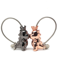 Porte-clés personnalisable en alliage de zinc plaqué or rose et noir, motif dinosaure, pour couple, idéal pour la Saint-Valentin