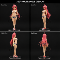 Figurine PVC Fille Anime avec Impression par Tamponnage, Yeux Détaillés, Deux Tresses Roses, Pose en Maillot de Bain, Modèle de Collection Garage Kit, Statue
