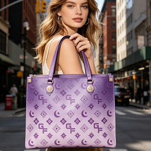 Sac fourre-tout chic <span class=keywords><strong>et</strong></span> moderne en dégradé violet lavande avec chaînes, motif gaufré, sac de travail pour femme urbaine - Product Image 4