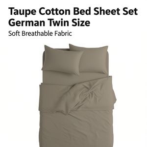 Juego de Sábanas de Algodón Color Taupe, Tamaño Individual Alemán, Tela Suave y Transpirable - Product Image 3
