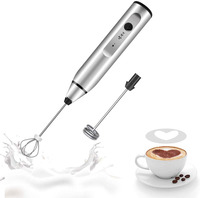 Mixeur à main rechargeable, 3 vitesses réglables, batteur à œufs, mélangeur électrique, mousseur à lait et café, fouet électrique, argent