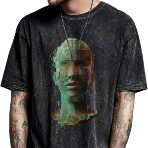 T-shirt Homme Oversize Streetwear en Coton 100% Délavé à l'Acide, Qualité Supérieure, Style Hip Hop, Motif Personnalisé, Vintage, Vente en Gros - Product Image 1