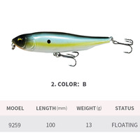 Leurre bionique flottant 100mm/13g pour pêche en mer longue distance, leurre flottant type crayon pour la pêche à la perche, modèle 9259