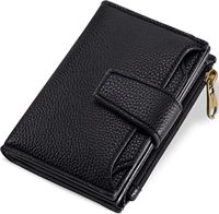 Dompet Kecil Wanita Airkit RFID Blocking Bahan PU Lembut Lipat Dua Tempat Kartu Ringkas Kantong Koin Resleting 4 Jendela ID