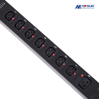 PDU Outlet Hibrida 3 Fasa 32A Berbahan Plat Logam Hitam C39 C13 untuk Distribusi Daya Ruang Server Layanan Cloud IDC Besar