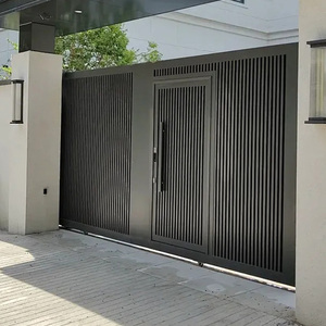 <span class=keywords><strong>Portail</strong></span> de sécurité motorisé en acier moderne pour entrée de cour avant, allée extérieure résidentielle, robuste, battant, écologique - Product Image 4