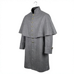 เสื้อโค้ทผู้ชายสีเทา สไตล์ทหารเรือน ผ้าขนสัตว์ผสม 100% สำหรับอากาศหนาว - Product Image 1
