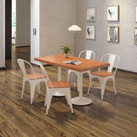 Ensemble de chaise de Table à manger carrée moderne nordique Art de fer commercial en bois massif pour café Internet magasin de thé au lait Restaurant loisirs